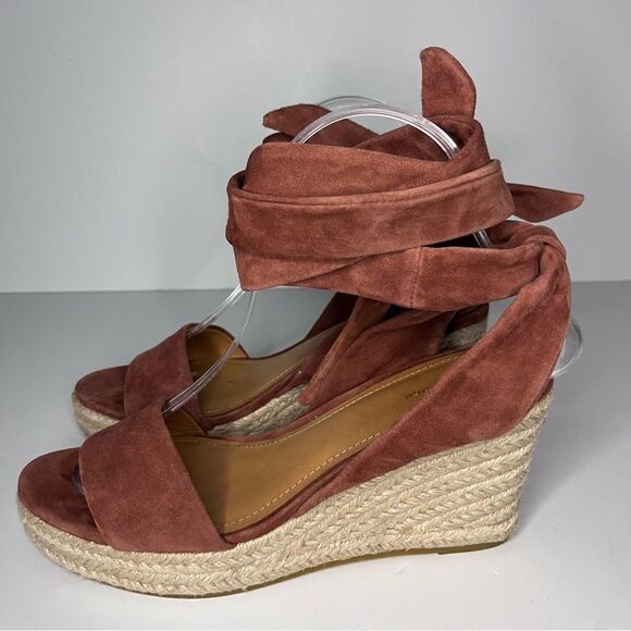 & OTHER STORIES Suede Lace Up Espadrille Wedges size 7 - Picture 7 of 10